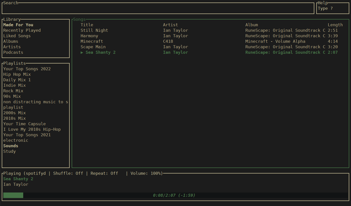 GitHub - Thrasd/spotify-now-playing-terminal: Show the current playing  Spotify song in a terminal window